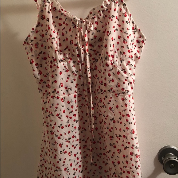 CBR Dresses & Skirts - CBR Size Small Cream Midi Dress with Red Strawberry Print